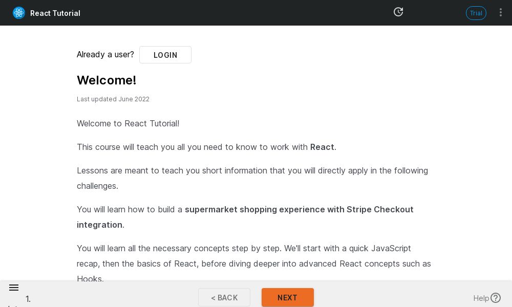 Screenshot of React Tutorial